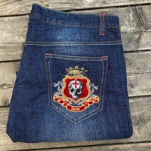 Vintage Y2K Avirex Embroidered Jeans Size 40 'Skull King' Blue